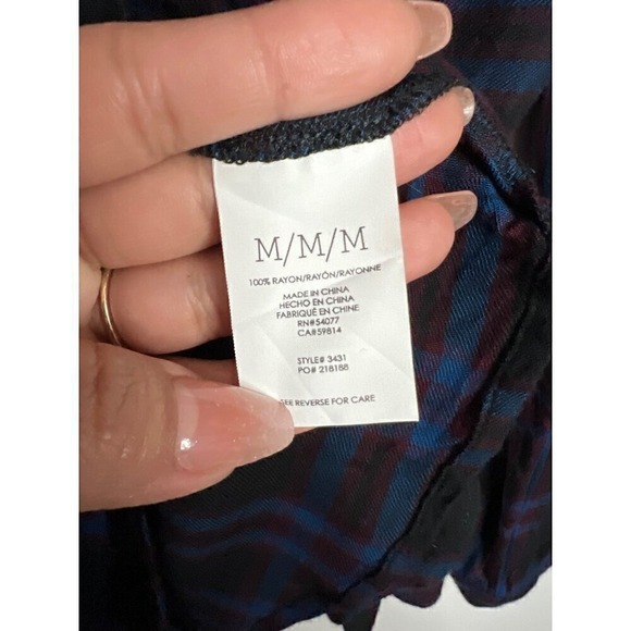 CAbi #3431 Blue/Purple Check Flannel Moody Plaid Button Down Size M - Picture 7 of 9